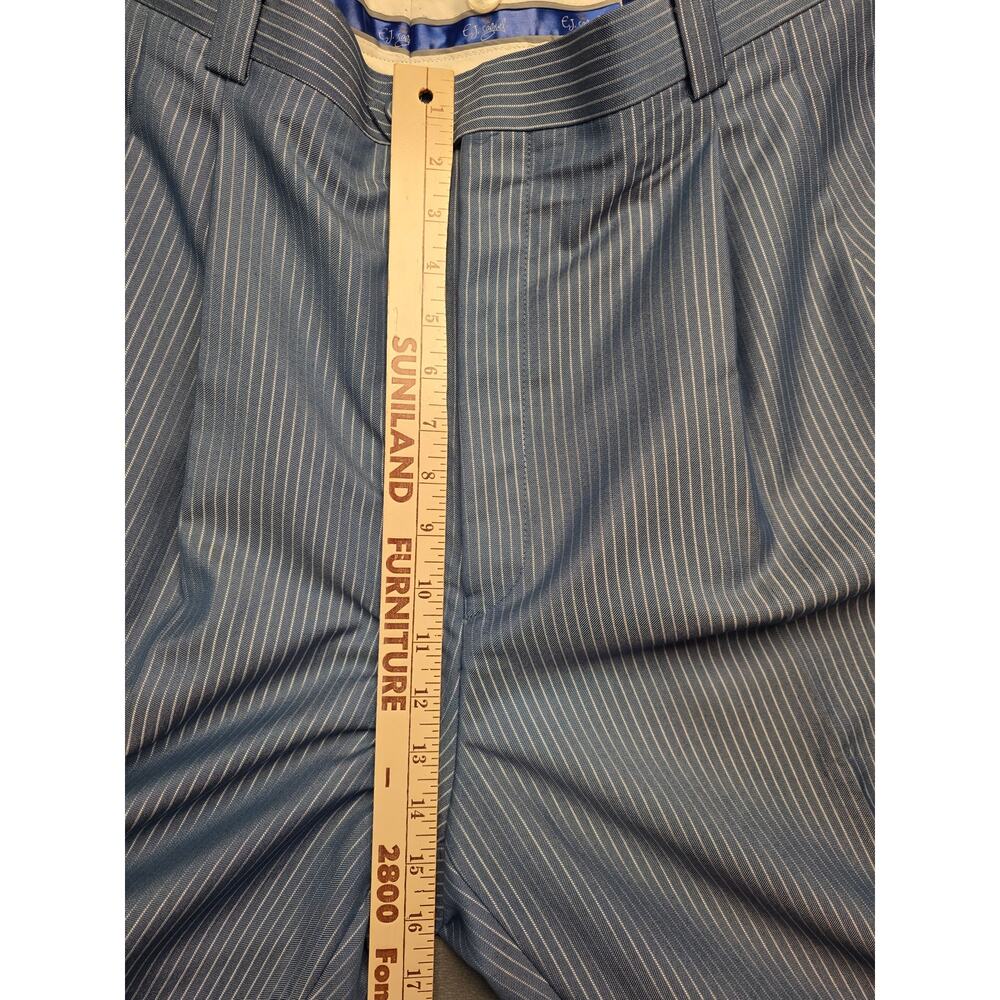 EJ Samuel Mens 40 (38×33) Trouser Dress Pants Pleated Pinstripe Blue Relaxed - Picture 7 of 11